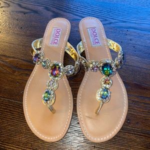 Dolce Mojo Moxy Sandals with Gems 90’s Style Luxury Dressup Gemstones Glittery